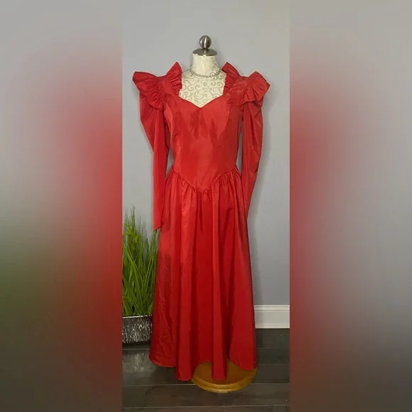 Vintage | Dresses | Vintage 8s Red Prom Beetlejuice Bride Dress Mediumlarge  1 | Poshmark